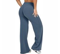 Womens Yoga Pants No Front Seam Straight Leg Bottoms High Waist Wide Leg Leggings Stretch Loose Gym Trousers 30.5" Height 5'2"-5'4"