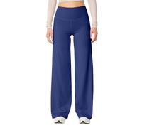 Womens Yoga Pants with Pockets Wide Leg Pants for Women Stretch Flare Yoga Pants Comfy High Waisted Tummy Control Bootcut Leggings Athletic Pants Dark Blue, L