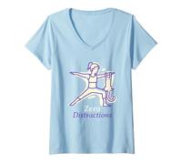 Women's Yoga Pose Cat Lover Illustration | Zero Distractions V-Neck T-Shirt