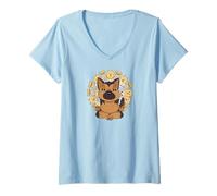 Womens Yoga shirt mandalas meditation German Shepherds dog Yoga V-Neck T-Shirt