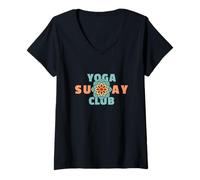 Womens Yoga Sunday Club - Yoga Lotus Zen Mode V-Neck T-Shirt