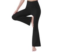 Women's Yoga Trousers with Pockets Boot: Flared Trousers Women's Black Fabric Sports Trousers Bootcut High Waist Waterproof Opaque Tummy Control Slim Fit Leggings Sweatpants Fitness Trousers with