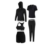 Women's Yoga Wear Quick-Drying Gym Clothes Workout Gear Summer Fitness High-End Long Sleeve -Piece Set Long Pants Black
