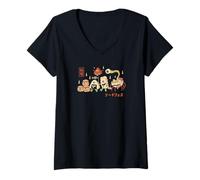 Womens Yokai Food Fest | Japanese Sushi Monster Art V-Neck T-Shirt