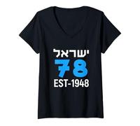 Womens Yom Haatzmaut 78 Israel at 78 Israeli Flag Independence Day V-Neck T-Shirt