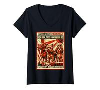 Women's Yorkie Dachshund Shih Tzu Funny Soviet Style V-Neck T-Shirt