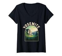 Womens Yosemite Landscape with Trees and Valley V-Neck T-Shirt