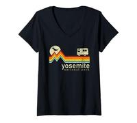 Womens Yosemite National Park Retro Vintage Mountain Hiking Funny V-Neck T-Shirt
