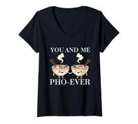 Womens You and Me Pho Ever Vietnamese Noodles Food Pun V-Neck T-Shirt