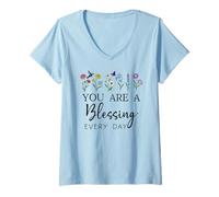 Womens You are a Blessing God Quote Blessed Christian Bible Verse V-Neck T-Shirt