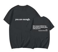 Womens You are Enough Tshirt Funny Printed Oversized T Shirts Dear Person Behind Me Inspirational Slogan T-Shirts Short Sleeve Crew Neck Casual Summer Graphic Tee Tops Street Wear UK