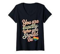 Women's You are Exactly Who You Should Be Self-Love V-Neck T-Shirt