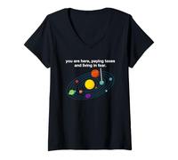 Womens You are Here Paying Taxes and Living in Fear Funny Milky Way V-Neck T-Shirt