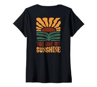 Womens You are My Sunshine Retro Back Print Flowers Affirmation V-Neck T-Shirt