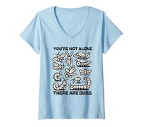Women's You are not Alone There are Bugs Insects Entomologist Lover V-Neck T-Shirt