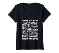 Women's You are not Alone There are Bugs Insects Entomologist Lover V-Neck T-Shirt
