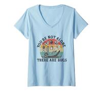 Women's You are not Alone There are Bugs Insects Entomologist Lover V-Neck T-Shirt