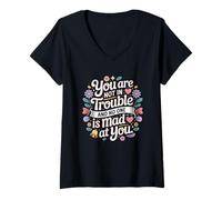 Womens You are Not in Trouble and No One is Mad at You Positive V-Neck T-Shirt