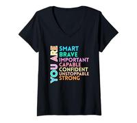 Womens You are Smart Brave Important Capable Confident Unstoppable V-Neck T-Shirt
