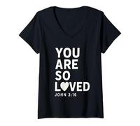 Womens You Are So Loved John 3:16 Bible Verse Christian V-Neck T-Shirt