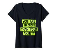 Womens You Are Stronger Than Your Anxiety V-Neck T-Shirt