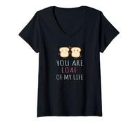 Womens You Are The Loaf Of My Life, Cute Bread Loaf Couple Food Pun V-Neck T-Shirt