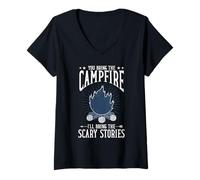 Women's You Bring The Campfire Ill Bring Scary Stories Camping V-Neck T-Shirt