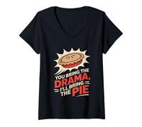 Womens You Bring the Drama Ill Bring the Pie Thanksgiving V-Neck T-Shirt