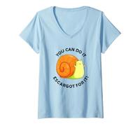 Women's You Can Do It Escargot for It Positive Snail Pun V-Neck T-Shirt