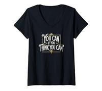 Womens You can if You think you can. Motivational Quote V-Neck T-Shirt