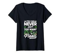 Womens You Can Never Have Too Many Plants Funny Gardening V-Neck T-Shirt