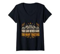Women's You Can Never Have Too Many Tractors Farmer Farm Dad Life V-Neck T-Shirt