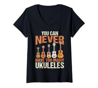 Womens You Can Never Have Too Many Ukuleles Funny Uke Player Gifts V-Neck T-Shirt