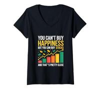 Womens You Can’t Buy Happiness But You Can Buy Stocks Chart V-Neck T-Shirt