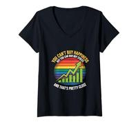 Womens You Can’t Buy Happiness But You Can Buy Stocks Retro Chart V-Neck T-Shirt