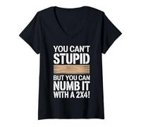Womens You Can’t Fix Stupid But You Can Numb It With A 2X4 Math Fun V-Neck T-Shirt