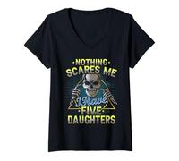 Womens You Can t Scare Me I Have Five Daughters Cant Scare Me Dad V-Neck T-Shirt