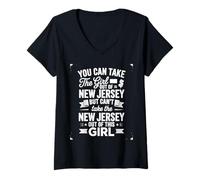 Womens You Can’t Take New Jersey Out of The Girl Fun Girl Women V-Neck T-Shirt