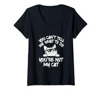 Women's You Can’t Tell Me What to Do You’re Not My Cat Funny Kitten V-Neck T-Shirt