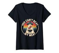 Womens You Can't Beat My Meat BBQ Alien Abduction V-Neck T-Shirt