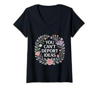 Women's You Can't Deport Ideas Thoughts Freedom - V-Neck T-Shirt