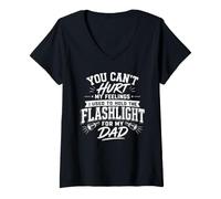 Women's You Can't Hurt My Feelings Dad Mechanic Flashlight Humor Gag V-Neck T-Shirt