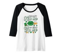 Womens You Can't Kiss But Can Tip Me Waitress St Patricks Day Raglan Baseball Tee