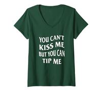 Women's You Can't Kiss But Can Tip Me Waitress St Patricks Day V-Neck T-Shirt