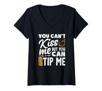 Womens You Can't Kiss Me Bartender Can Tip Me V-Neck T-Shirt