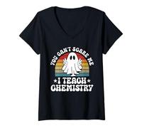 Womens You Can't Scare Me Funny Halloween Chemistry Teacher V-Neck T-Shirt