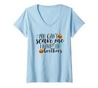 Womens You Can't Scare Me I Have Brothers - Halloween Joke V-Neck T-Shirt