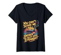 Women's You Can't Scare Me I Run A Smoker for Twelve Hours V-Neck T-Shirt
