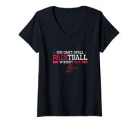 Womens You Can't Spell Paintball Without Pain for Paintball Players V-Neck T-Shirt