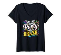 Womens You can't spell Party Brazilian Carnival Vibes Brasil Party V-Neck T-Shirt
